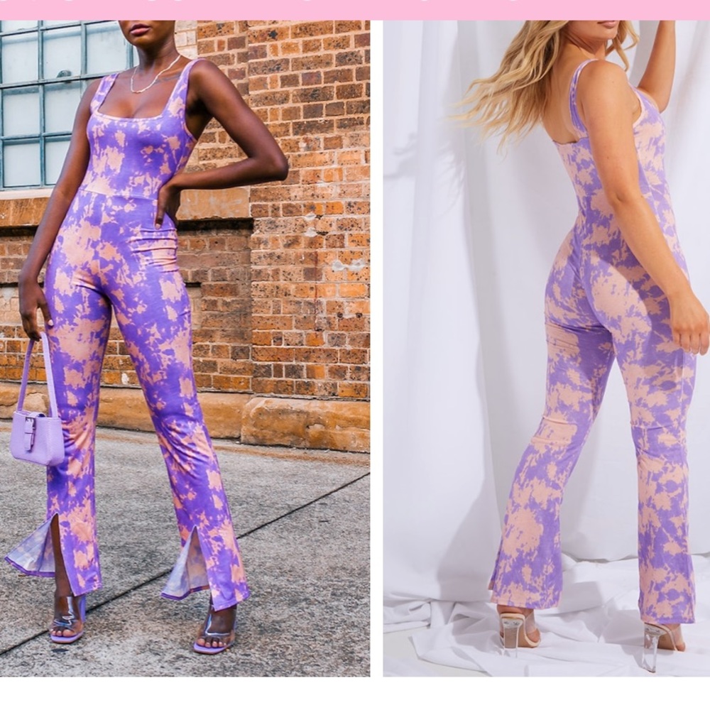 💜💜🛍Lilac Tie Dye Split Front Jumpsuit🛍💜